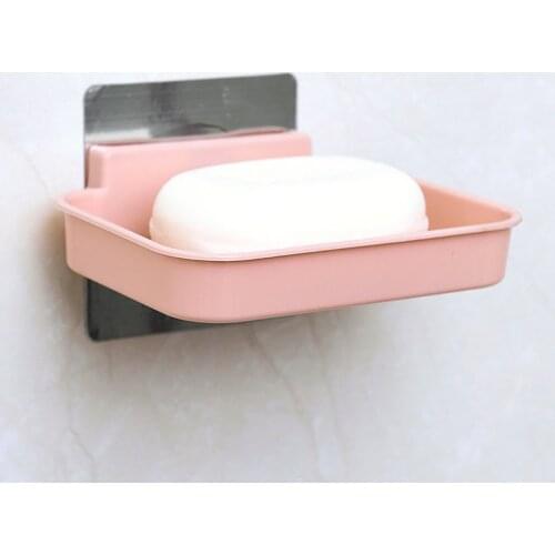 Fashionable Modern Home Bathroom Soap Dishes Holder Rack Strong Suction Cup Type Soap Basket Tray Organizer Color Random