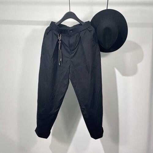 Owen Seak Men Casual Pencil Pants High Street Wear Mens Clothing England Sweatpants Preppy Autumn Winter Cross Black Pants