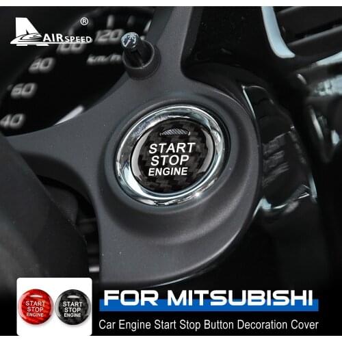 AIRSPEED for Mitsubishi Outlander ASX Eclipse Cross Carbon Fiber Stickers Engine Start Stop Button Ignition Device Cover Sticker