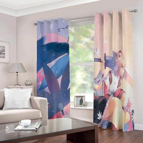 Customizable Any Size 3D Blackout Curtains Cartoon Anime Manga girls For Childrens room Bedroom Home Decor Drapes Sets