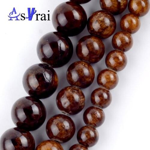 Natural Stone Brown Jades Beads For Jewelry Making 4mm-12mm Round Spacer Loose Beads Diy Bracelets Necklace Jewellery 15inches