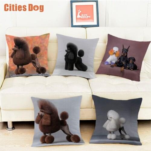 Dog cushion cover decorative pillows white Velvet Fabric pillow cover housse de coussin Miniature Poodle cojines decorativos