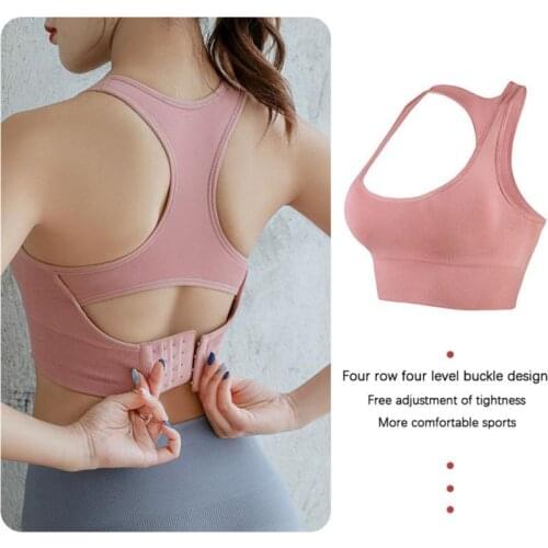 The New Rear-breasted Sports Underwear Womens Shockproof Gathered High-strength Yoga Bra Without Steel Ring And Racer Vest