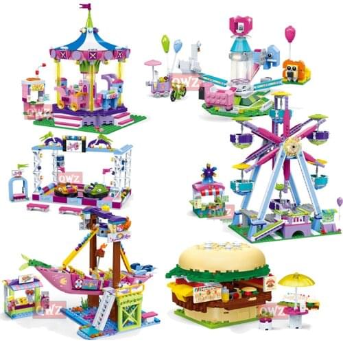 NEW Friends Series Amusement Park Ferris Wheel Model Building Blocks Bricks Playgame Toys For Children Girls Toy Gifts