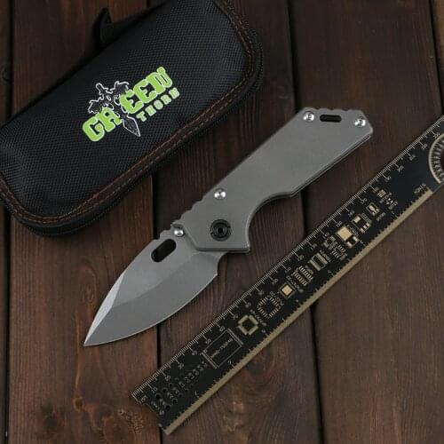 Green thorn 75AR, titanium alloy handle gasket system D2 blade camping outdoor survival fruit knife practical knife EDC tool