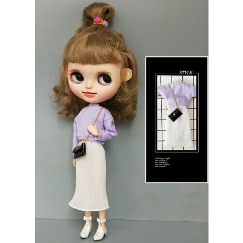Blyth doll clothing Purple Sweatshirt+skirt for blyth dress azone s ob24 barbies Doll accessories Clothes