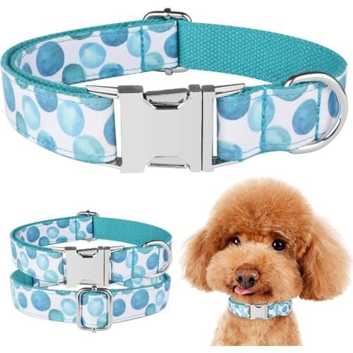 Nylon Dog Collar Personalised Puppy Pet Engraved ID Tag Name Plate Adjustable