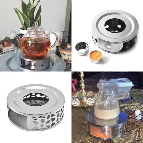 Round Teapot Warmer Stand Tea Pot Holder Portable Stainless Steel Coffee Tea Warmer Tealight Candle Heating Base