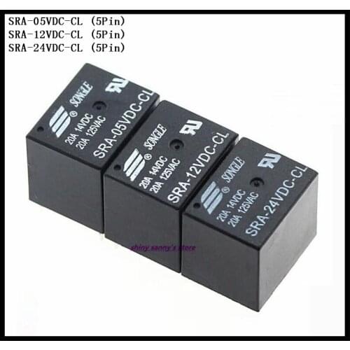 5pcs/Lot SONGLE Power Relay SRA-05VDC-CL , SRA-12VDC-CL , SRA-24VDC-CL 5Pin T74 5V 12V 24V 20A Brand New