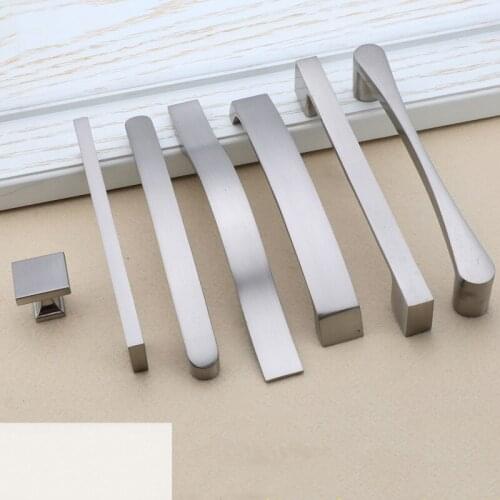 Modern Aluminum Alloy Brushed Cabinet Door Handles Drawer Knobs Kitchen Cupboard Door Pulls Furniture Handle Hardware