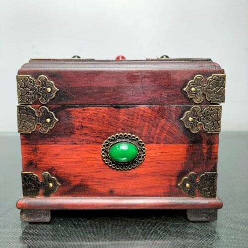 8"Chinese Folk Collection Old Rosewood mosaic Gem Xiangyun Jewelry Box jewelry box Storage Box Office Ornaments Town House