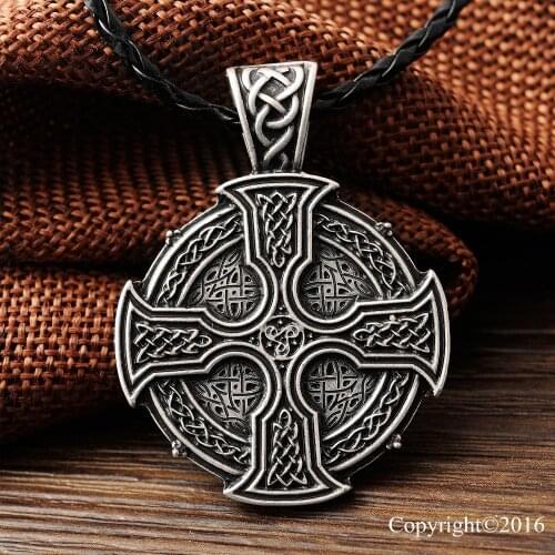 LANGHONG 1pcs Solar Cross Celtics Armenian cross Druid Pendant Necklace Amulet Pendant Necklace Talisman