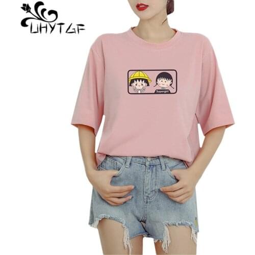 UHYTGF Womens T-shirts fashion cartoon anime cute girl summer tops tshirts Korean harajuku student loose plus size t shirt 1202