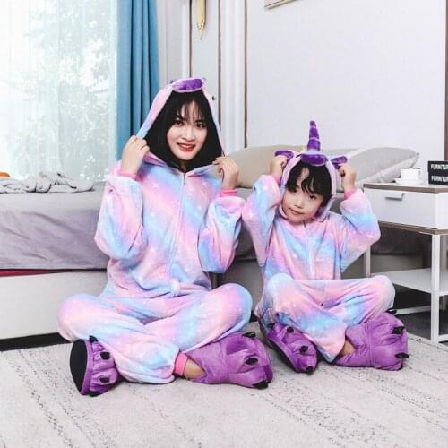 Unisex NEW Winter Pajamas Adult Women Sleepwear cartoon nightgown long-sleeved purple pajamas Halloween Party Costume Jumpsuits