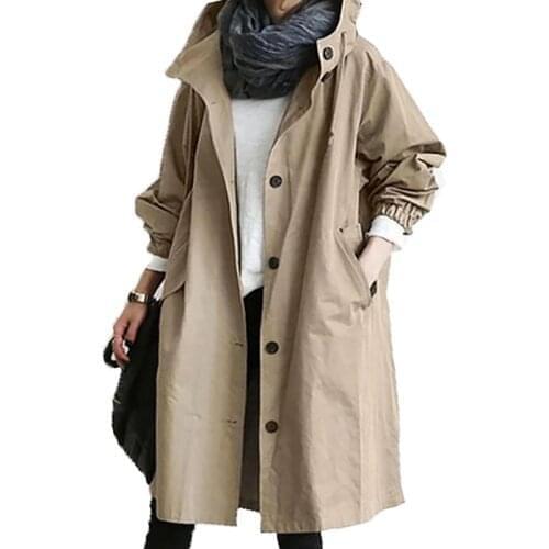 Spring Korean Casual Thin Trench Coat For Women Elegant Long Trench Overcoat Plus Size Long Sleeve Windbreaker Female Jacket