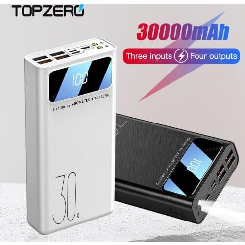 Power Bank 30000mAh For iPhone 5 5s 6 7 8 Plus 11 XR 12 Xiaomi LED Digital Display Powerbank External Battery Phone Charging