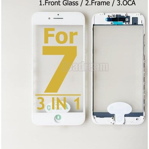 Premium Quality Front Outer Glass Middle Frame Bezel Laminate OCA Glue For iPhone 7 8 3 2 in 1 Front Glass Frame OCA