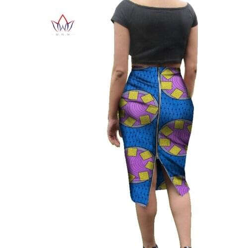 African Wax Print Skirt For Women Dashiki Bazin Riche Plus Size Lady Skirt African Women Clothing Pencil Skirts WY1626