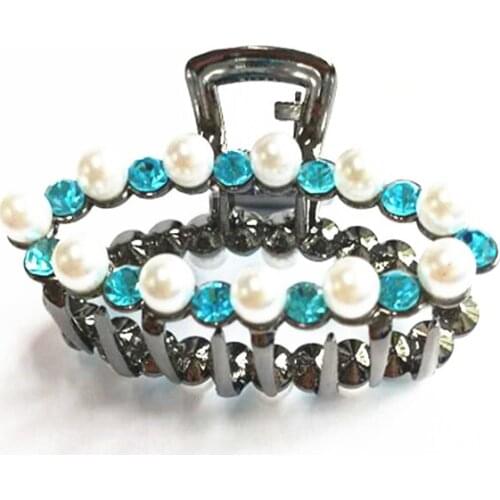 Pearl Hair Clip Wedding Hair Accessories Bride Hairwear Colorful Rhinestone Crystal Metal Hair Claws Crab Women Hair Jewelry New