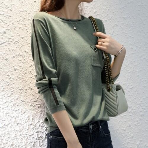 Round Neck Bottoming Shirt Womens Autumn and Winter New 2020 In The Western Style Slim Long-sleeved Ladies Knitted Sweater