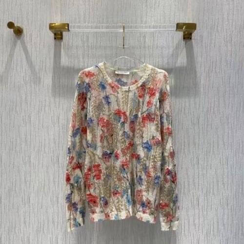 Runway Womens Pullover Sweater 2021 Fall Fashion O- Neck Long Sleeves Knit Mohair Ladies Jumper Crochet Sweater