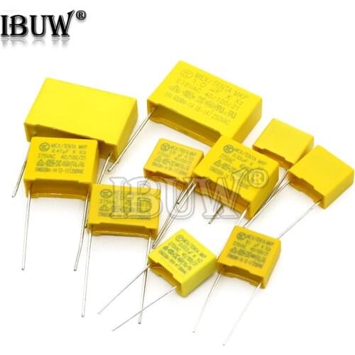 10pcs 275VAC capacitor X2 series 0.01UF ~ 2.2UF Polypropylene film capacitor New 10nf 100nf 150nf 200nf 680nf 470nf 1UF