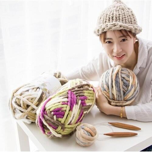 500g/ball Colorful Thick Icelandic Yarn 100% Acrylic for Hand Knitting Crochet Coarse Yarn for DIY Cushion Hat FZ384