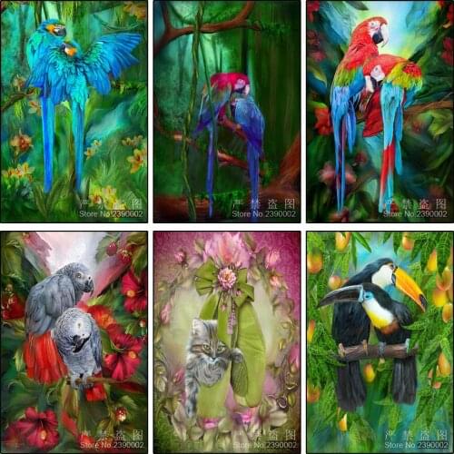 5D Diy Diamond Painting Animal Series Of Parrot Pictures Rhinestones Full Square Cross Stitch Needlework Home Decorative Gifts
