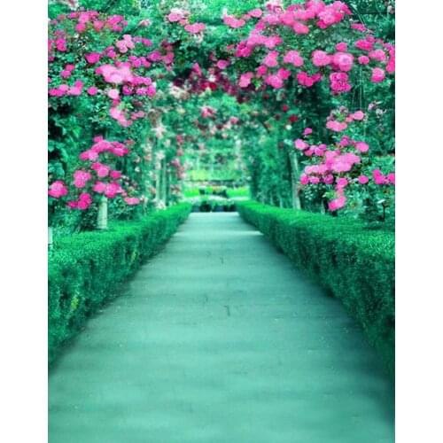 5x7ft Pink Flowers Green Leaves Photography Backdrops Photo Props Studio Background