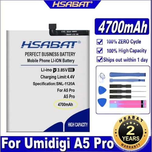 HSABAT A5 Pro 4700mAh Top Capacity Battery for UMI Umidigi A5 Pro A5Pro Smart Phone Batteries