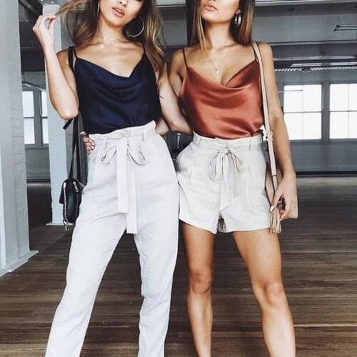 Satin Women Thin Wild Solid Camis Vest Women Tank Top Female 2021 Summer Sexy Strap Basic Tops Chiffon Sleeveless Party Camisole