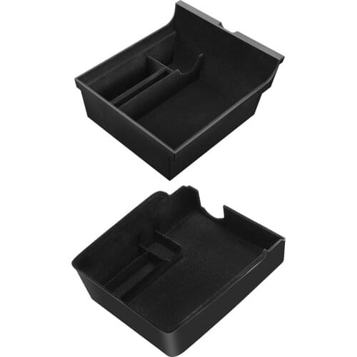 Car Center Console Flocking Organizer Containers for Tesla Model 3 Y 2021 Armrest Storage Box Tray Car Interior Accessories