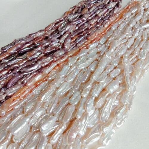 Free shipping 39 cm DIY pearl beads,AAA BIWA pearl beads,100% nature freshwater pearl with noodle shape-width 7-9mm L:15-30mm