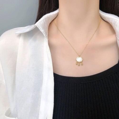 925 Sterling Silver Chain Necklace Exquisite Shell Chinese Style Long Life Lock Pendant Clavicle Necklace Engagement Jewelry