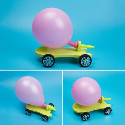 DIY Balloon Power Car RecoilForce Kit Technology Experiment Educational Kid Toy