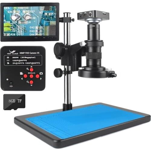 Full HD Electronic Video Microscope Camera 120X 180X 300X HDMI-compatible USB Magnifier with 10.1" LCD for Welding Repair
