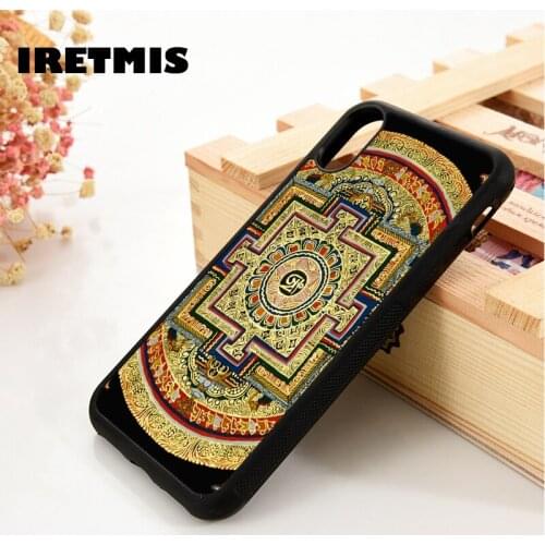 Iretmis 5 5S SE 6 6S Silicone phone case cover for iPhone 7 8 plus X Xs 11 Pro Max XR Spiritual Hindu Symbol Sri Yantra Chakra