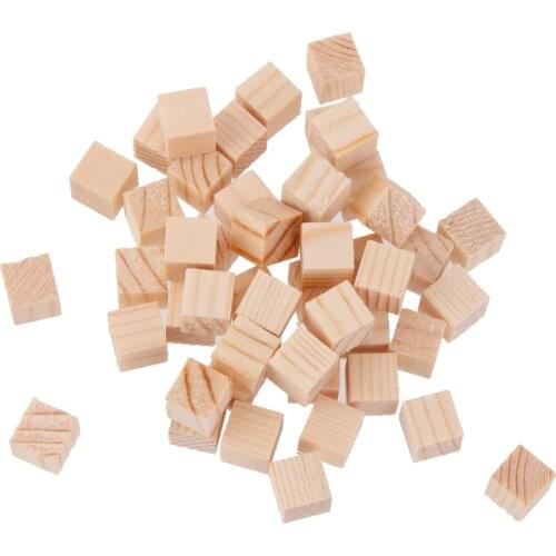 50 Wooden Block Wood Cubes 10mm Hardwood Block Woodcraft Cardmaking Painting