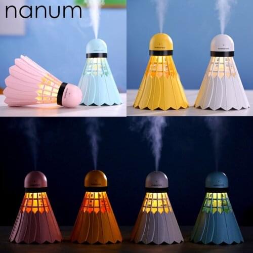 Creative Car Essential Oil Diffuser Mini Ultrasonic Badminton Humidifier LED Light USB Aromatherapy Fogger Air Freshener