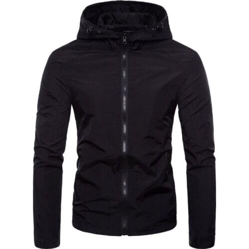 Europe/US size Hooded Jacket Men New Autumn Thin Jackets Casual Army Green Jacket Waterproof Male Coat Fashion Sportswear S-XXL