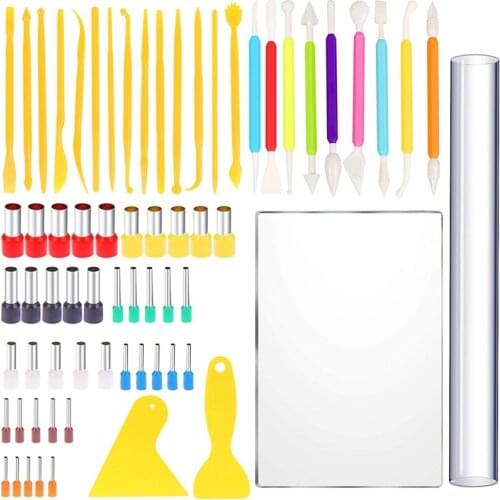 Clay Tools Kit,with Clay Cutters,Double Ended Clay Tools,Clay Scrapers,Acrylic Clay Roller Sheet,for Clay and Sculpture