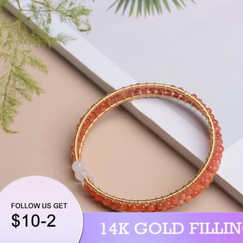 2022 New 14KGF Handmade Natural Agate Bracelet Handmade Jewelry Bangle Bracelet For Women Jewelry Gift Drop Shipping
