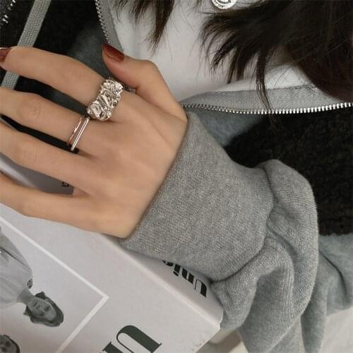New Silver Pleated Ring Lovers Ring Suitable For Women Punk Hip Hop Adjustable Ring Fashion Jewelry Wholesale Free Delivery