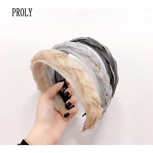 PROLY New Fashion Women Headband Fresh Braid Headwear Hand-woven Cross Knot Hairband Non-slip Teeth Hair Accessories