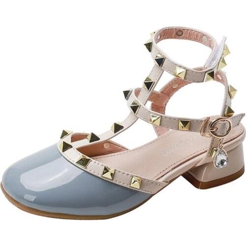 Girls Roman shoes 2021 autumn new fashion children baby shoes princess Kids shoes rivet square mouth small shoes