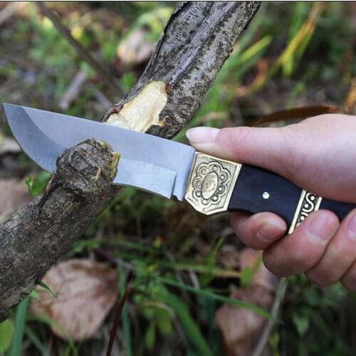 High Quality hunting knife wood handle camping survival tactical knife fixed knife hunting Straight knife EDC tool with Sheath