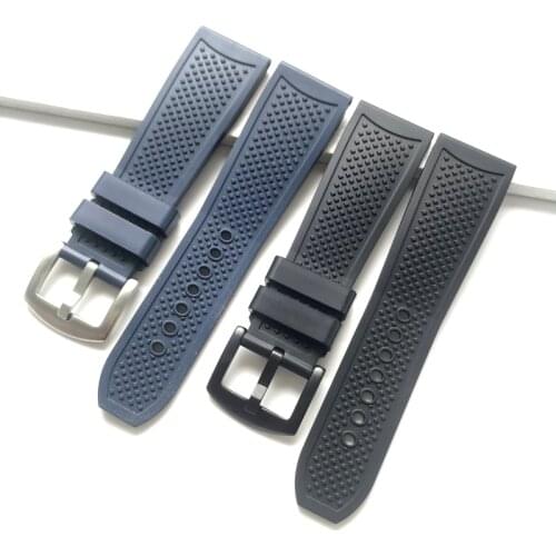 Brands Top Quality 23mm Black Blue Soft Thick Natural Rubber Watchband For CALIBRE Watch Strap WSCA0006 Belt Bracelet Wristband