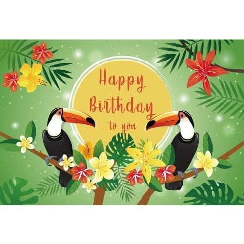 Happy Birthday To You Forest Parrot Baby Shower Birthday Party Photo Studio Vinyl S Photography Props Decoration Background