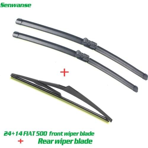 Senwanse Front and rear Wiper Blades For FIAT 500 2007-2016 car Windshield Windscreen wiper 24"+14"+12"