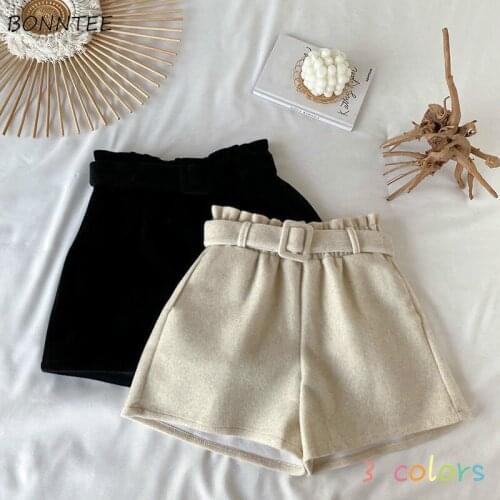 Shorts Womens Loose Fashion All-match Solid Minimalist Elegant High Waist Leisure Chic Female Trousers Autumn Hot Sale Ulzzang